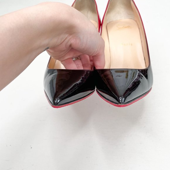 Christian Louboutin Black & Red Ombre Kate 100 Patent Degrade Pumps 39.5 US 9.5 - Picture 6 of 12